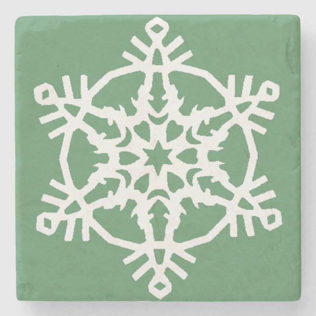 Schneeflocke Steinuntersetzer (Vorderseite)