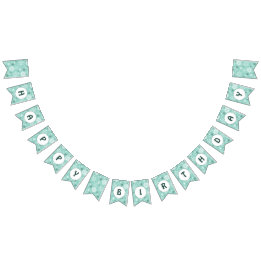 Schneeflocke Türkis-Blau Alles Gute zum Geburtstag Wimpelkette
