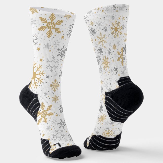 Schneeflocke und Kreislauf Nahtloses Muster Socken (Gewinkelt)
