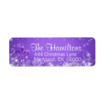 Schneeflocke und Lila Fleur-de-lis-Labels