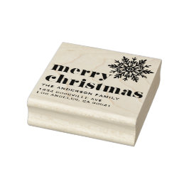 Schneeflocke und mutige Typografie Frohe Weihnacht Gummistempel