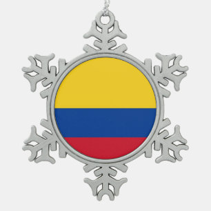 Schneeflocke-Verzierung mit Kolumbien-Flagge Schneeflocken Zinn-Ornament