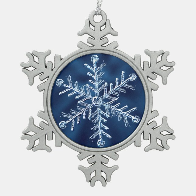 Schneeflocke-Verzierung Schneeflocken Zinn-Ornament (Vorderseite)