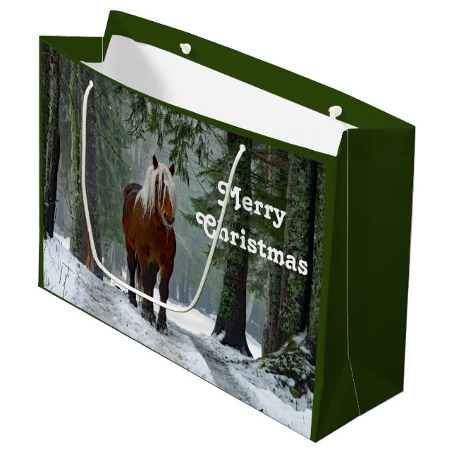 Schneeflocke Weihnachten Große Geschenktüte (Vorderseite Schrägansicht)