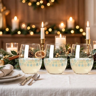 Schneeflocke Weihnachten Grün Gold Weinglas Ohne Stiel