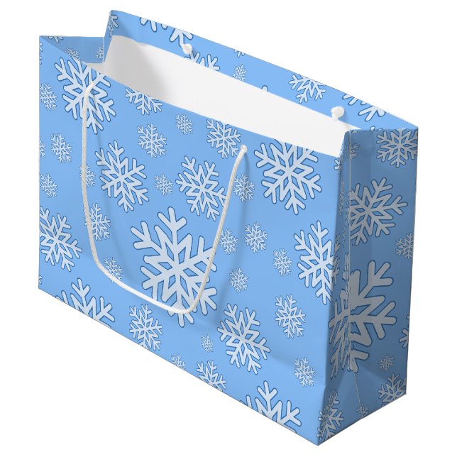 Schneeflocke Weihnachtsgeschenk Große Geschenktüte (Vorderseite Schrägansicht)