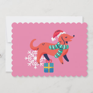 Schneeflocke Weihnachtshund santa xmas Einladung