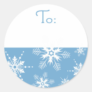 Schneeflocke-Weihnachtsumbau - Blau Runder Aufkleber