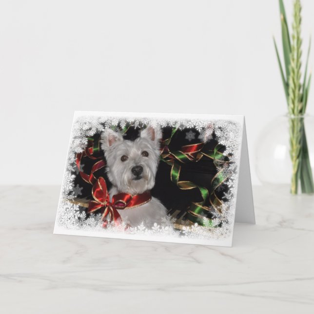 Schneeflocke Westie Feiertagskarte (Vorderseite)