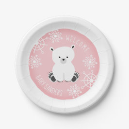 Schneeflocke Winter Pink Baby Dusche Pappteller