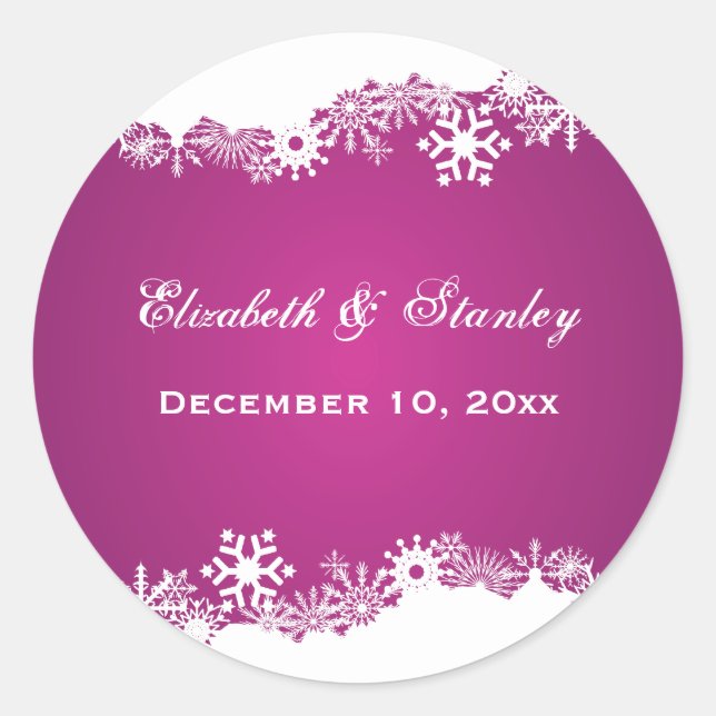 Schneeflocke Winterhochzeit Save the Date Runder Aufkleber (Vorderseite)