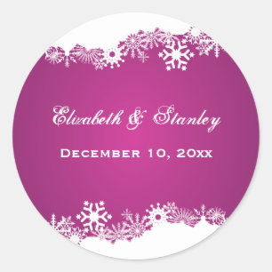 Schneeflocke Winterhochzeit Save the Date Runder Aufkleber