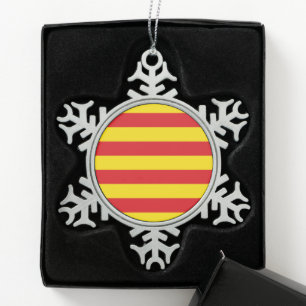 Schneeflocke Zinntal mit Katalonienflagge Schneeflocken Zinn-Ornament