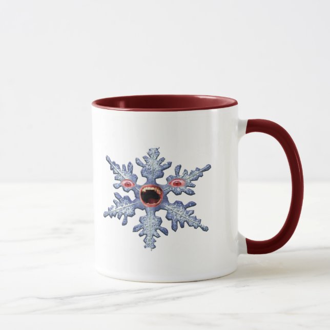Schneeflocke Zombie! - Ringer-Tasse mit 2 Seiten Tasse (Rechts)