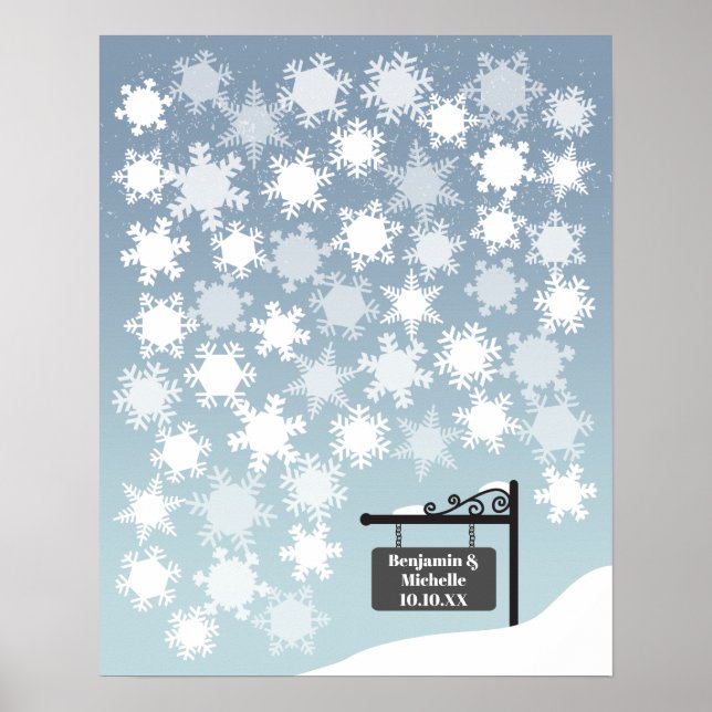 Schneeflocken - 50 Signature Guest Book Alternativ Poster (Vorne)
