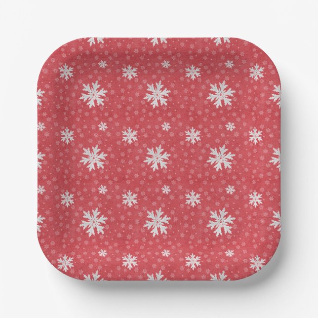Schneeflocken am Heiligabend Einladung Napkins Tis Pappteller (Vorderseite)