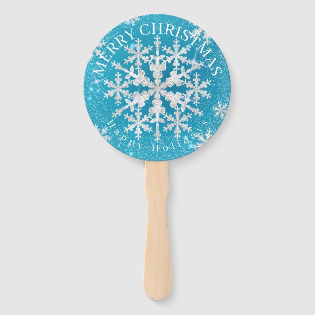 Schneeflocken Aqua Weiß  Fächer (Vorderseite)