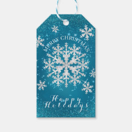 Schneeflocken Aqua White Geschenkanhänger
