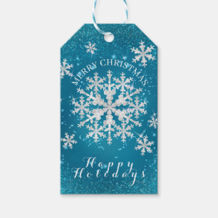Schneeflocken Aqua White Geschenkanhänger