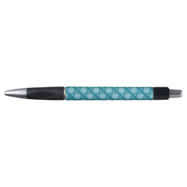 Schneeflocken Aqua White Kugelschreiber (Vorderseite)