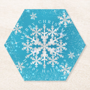 Schneeflocken Aqua White Untersetzer
