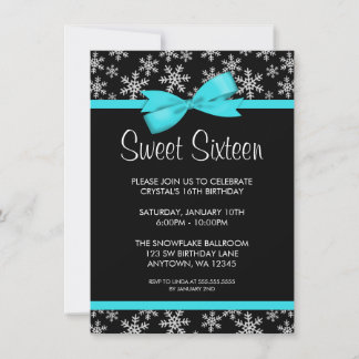Schneeflocken Aquamarin Bow Winter Wonderland Süß  Einladung