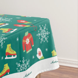 Schneeflocken Aquamarin Monogram Muster Weihnachte Tischdecke