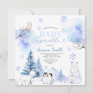 Schneeflocken Arctic Animal Mountain Baby Sprinkle Einladung