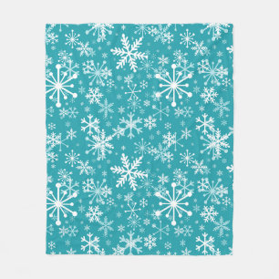 Schneeflocken auf aquamarin. Weihnachten, Winterur Fleecedecke