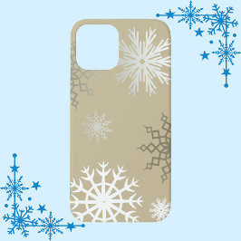 Schneeflocken auf Beige Case-Mate iPhone Hülle