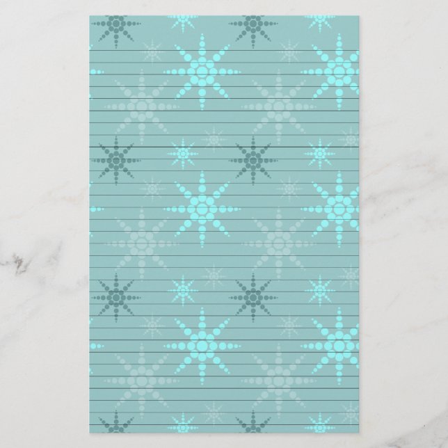Schneeflocken auf Blau Briefpapier (Vorderseite)