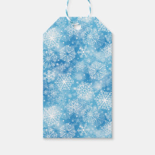 Schneeflocken auf blau geschenkanhänger