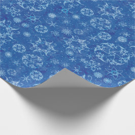Schneeflocken auf Blau Geschenkpapier