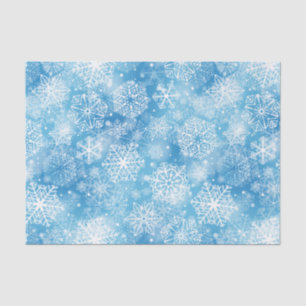 Schneeflocken auf blau seidenpapier
