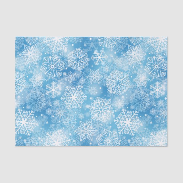 Schneeflocken auf blau seidenpapier (Vorderseite)