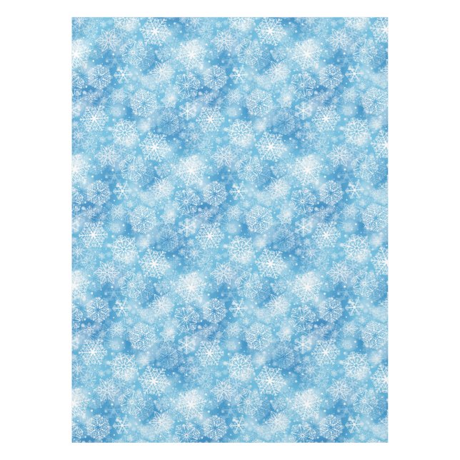 Schneeflocken auf blau tischdecke (Vorderseite)