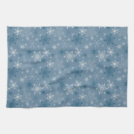 Schneeflocken auf blauem Hintergrund Geschirrtuch