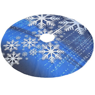 Schneeflocken auf blauem königlichem fleece weihnachtsbaumdecke