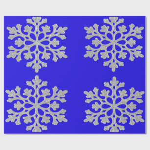 Schneeflocken auf blauem Papier Geschenkpapier