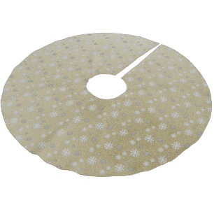 Schneeflocken auf dem Gold Brushed Polyester Tree Weihnachtsbaumdecke