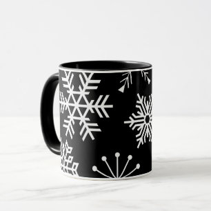 Schneeflocken auf der Black Holiday Art Tassen Cup