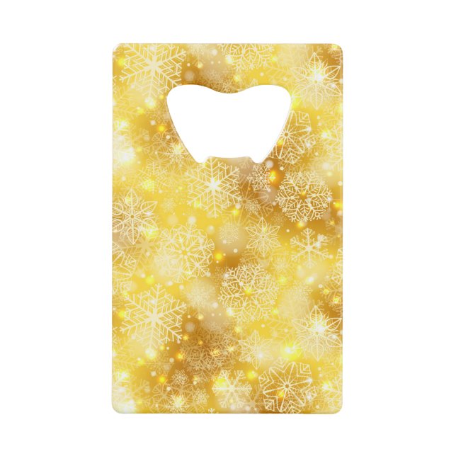Schneeflocken auf goldenen Flächen Geldbeutel Flaschenöffner (Vorderseite)