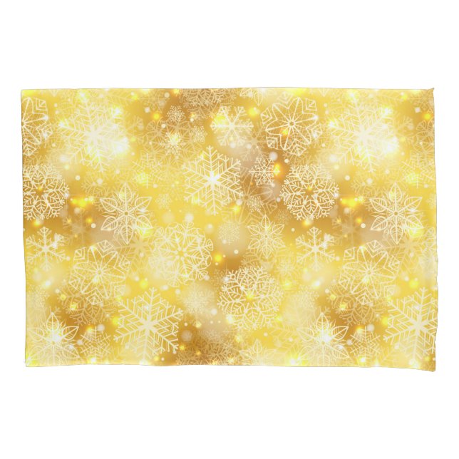 Schneeflocken auf goldenen Flächen Kissenbezug (Vorderseite)