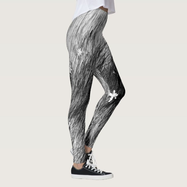 Schneeflocken auf grönländischen Schlittenhundin F Leggings (Rechts)