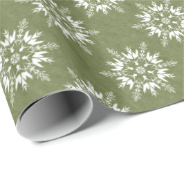 Schneeflocken auf Grün Geschenkpapier