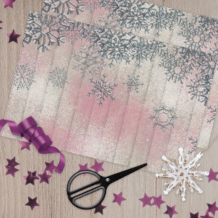 Schneeflocken auf Holz Frohe Weihnachten Seidenpapier