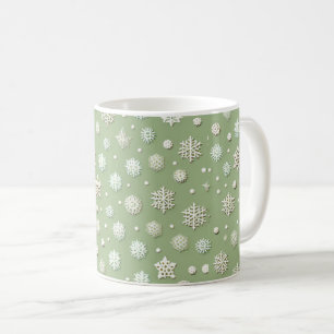 Schneeflocken auf Minze Kaffeetasse
