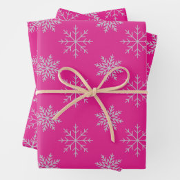 Schneeflocken auf rosa Wrapping Paper Sheet Set Geschenkpapier Set