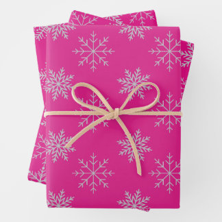 Schneeflocken auf rosa Wrapping Paper Sheet Set Geschenkpapier Set