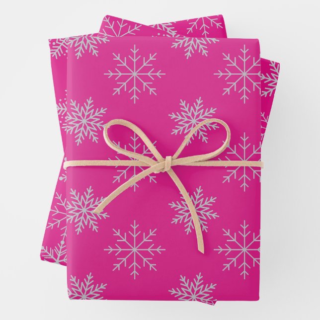Schneeflocken auf rosa Wrapping Paper Sheet Set Geschenkpapier Set (Beispiel)